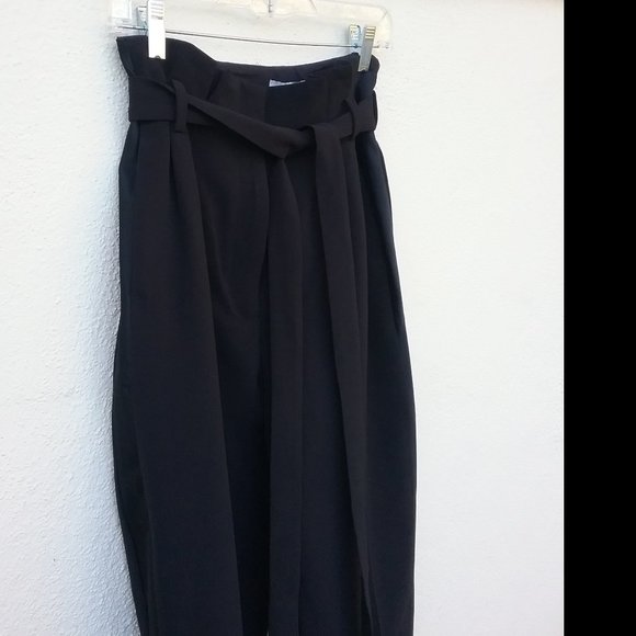 NWOT Black Paper Bag High Waisted Tuxedo Pants - Picture 5 of 16